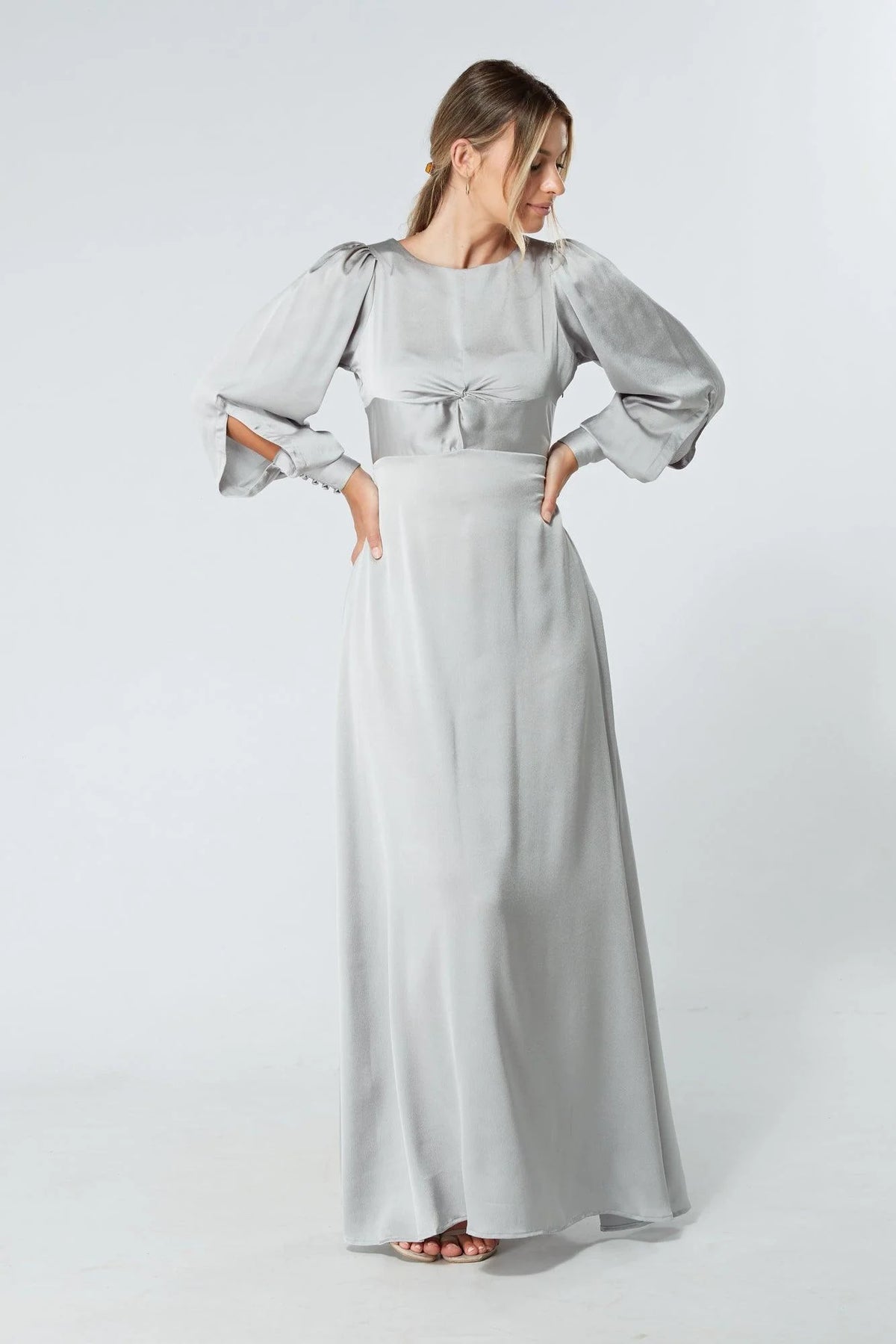 Lila Silver Knotted Front Maxi Dress