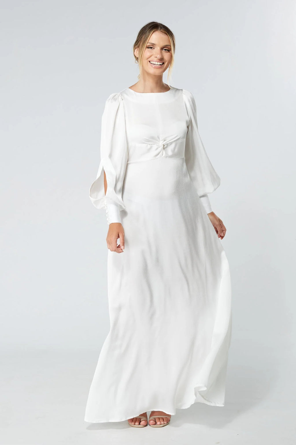 Lila White Knotted Front Maxi Dress