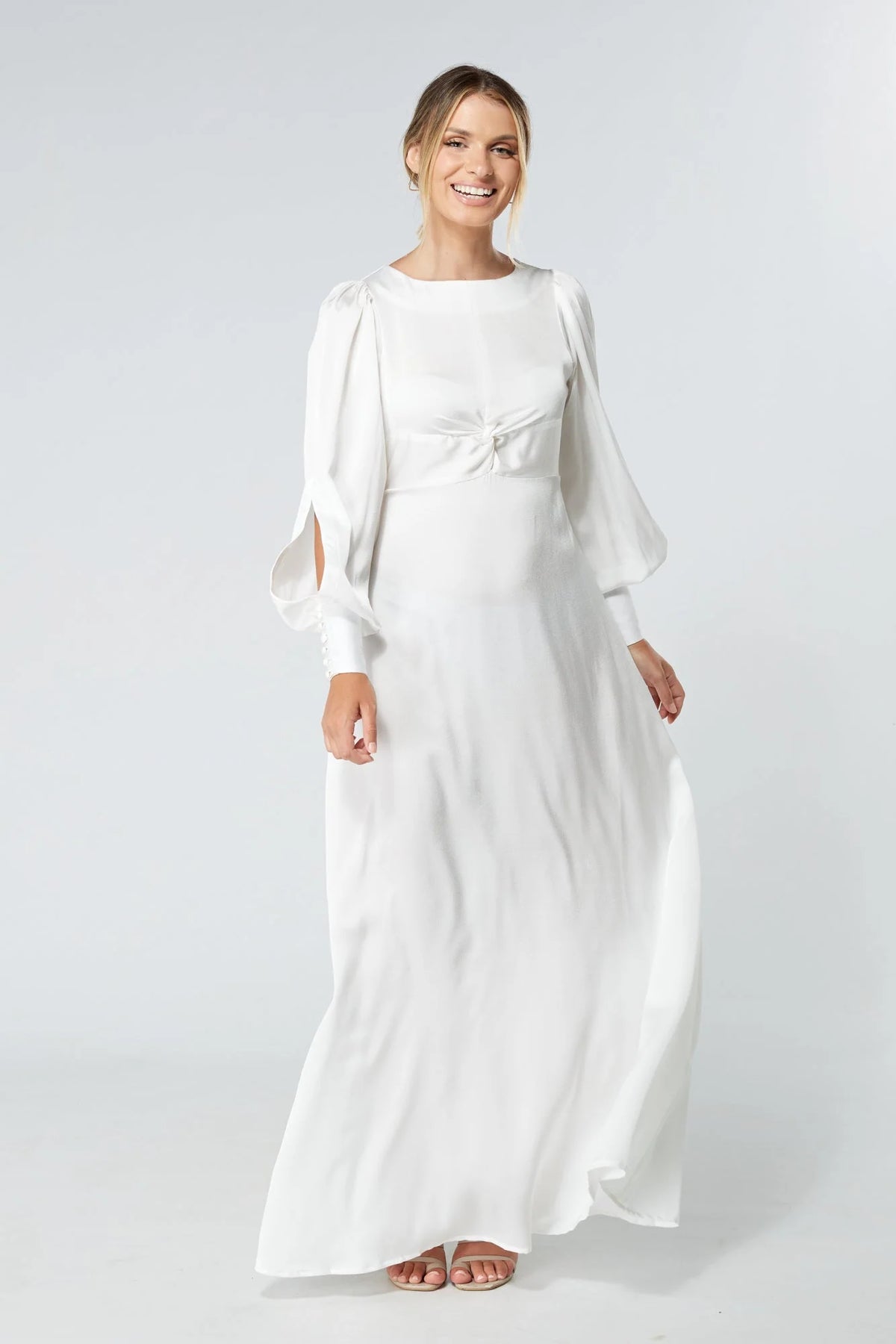 Lila White Knotted Front Maxi Dress
