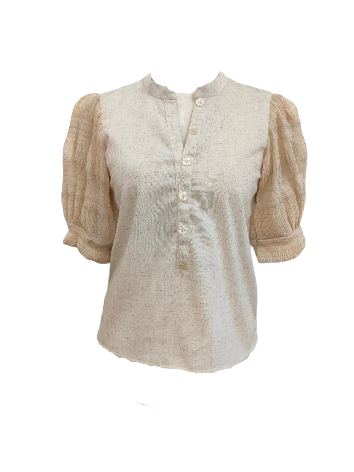 Demi light beige puff short sleeves top