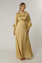 Lila Light Gold Knotted Front Maxi Dress