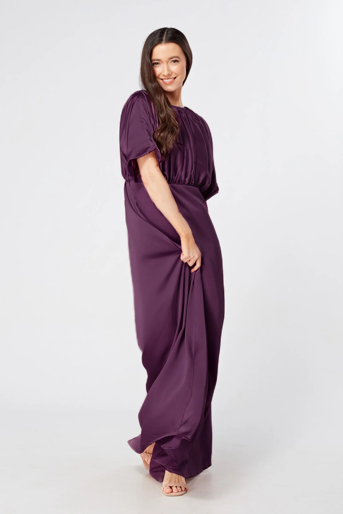 Josephine Purple Satin Maxi Dress