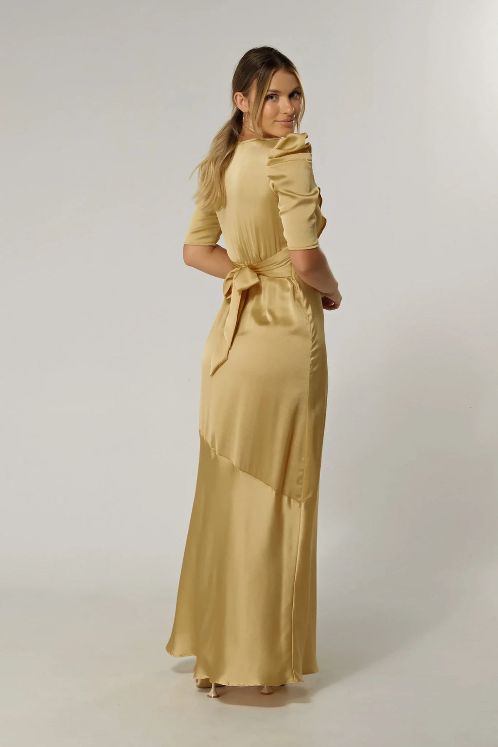 Daisy Light Gold Crepe Maxi Dress