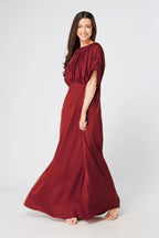Josephine Deep Red Satin Maxi Dress