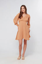 Pia Beige Georgette Mini Dress