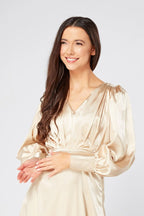 Gabriella Ivory Cream Maxi Satin Dress