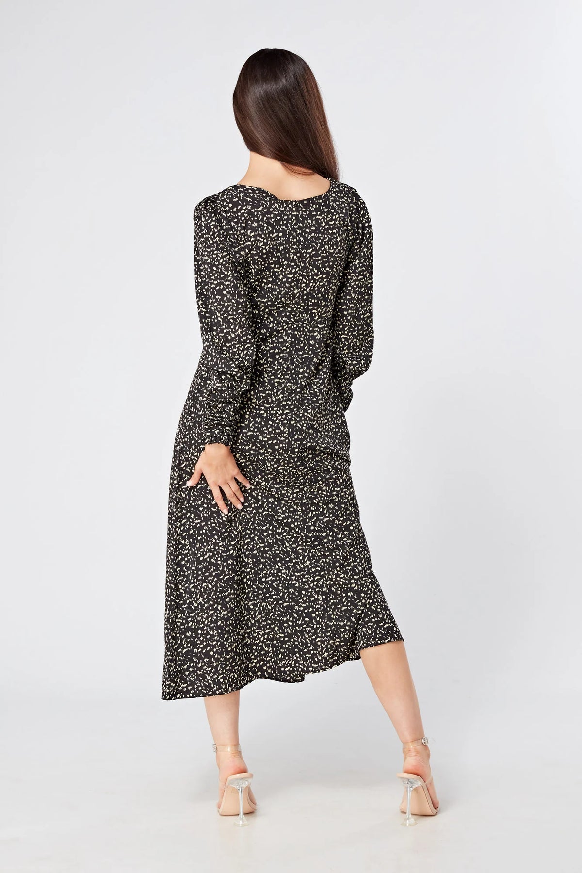 Jinora black midi dress