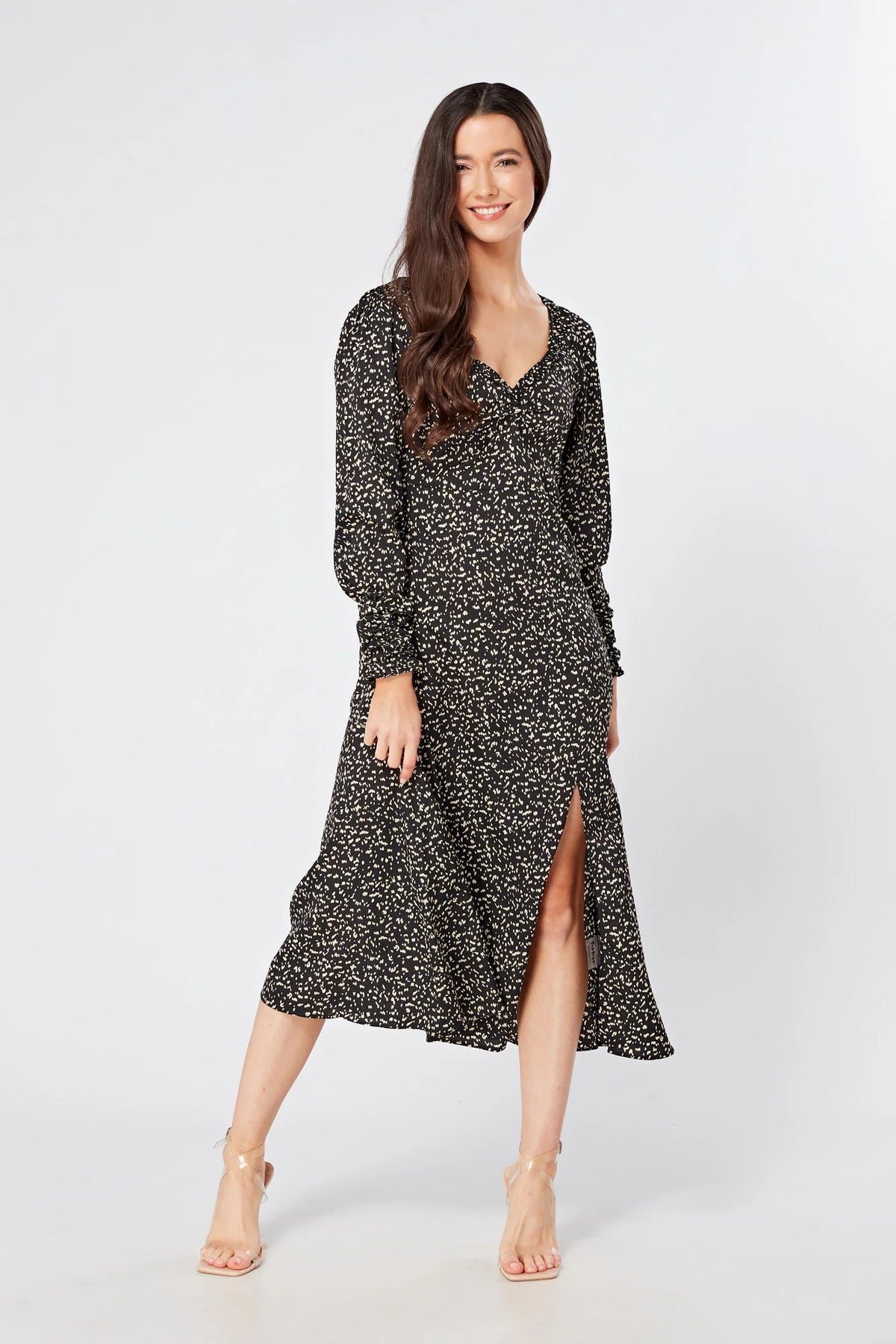 Jinora black midi dress