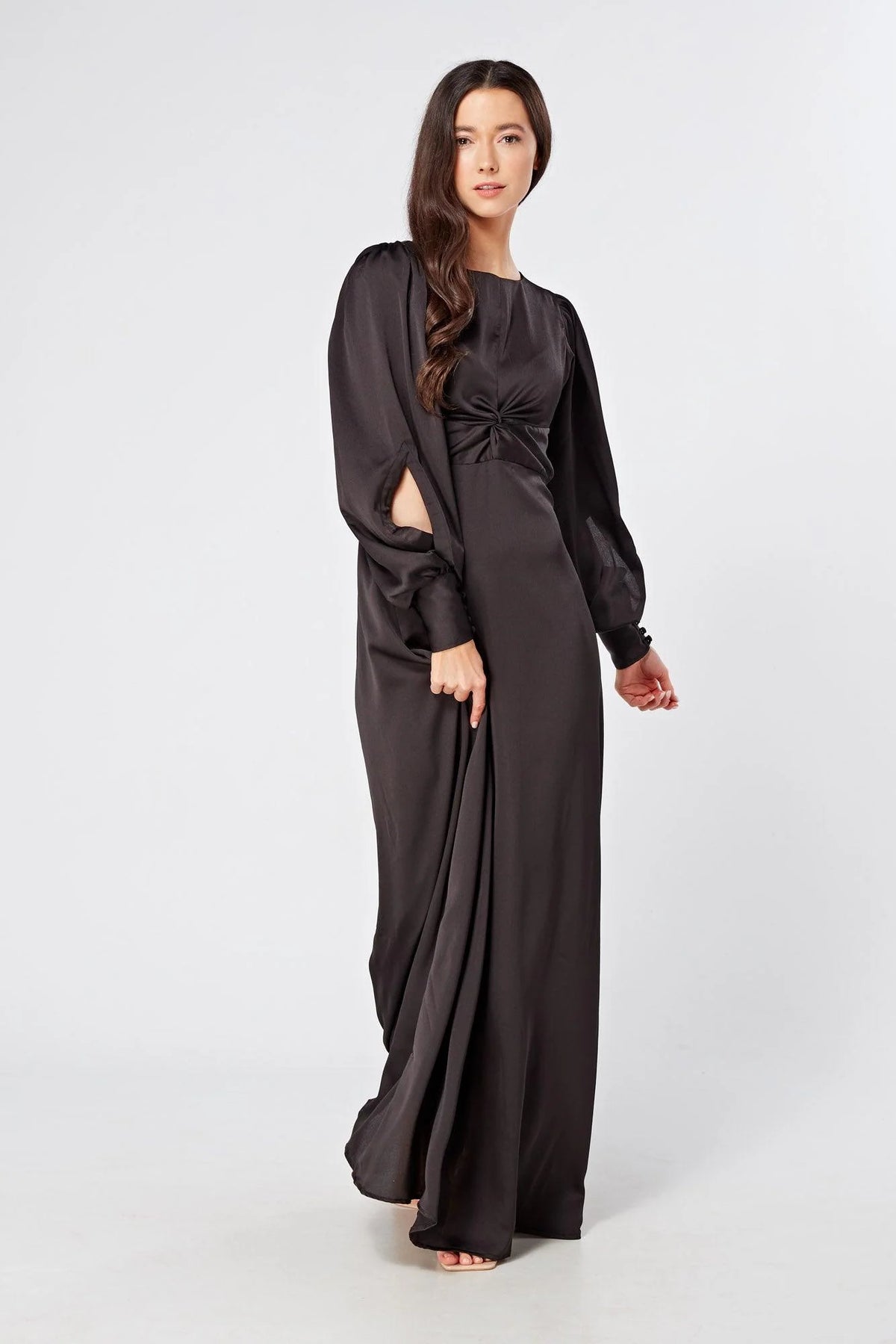Lila Black Knotted Front Maxi Dress