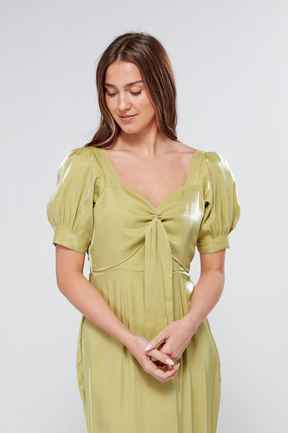 Messika Pistachio Shimmery Maxi Dress