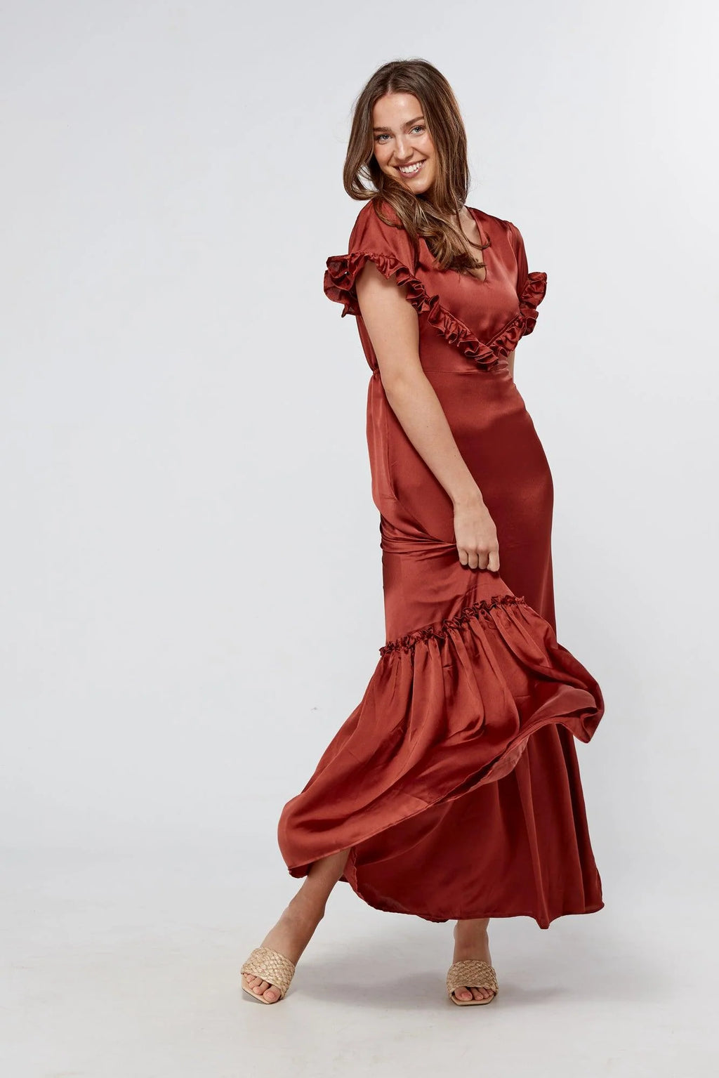 Safira Dark Copper Maxi Dress