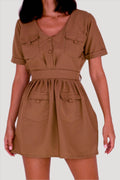 Adah Khaki Beige Mini Dress