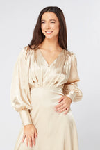Gabriella Ivory Cream Maxi Satin Dress