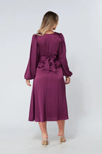 Calissa Purple Satin Midaxi Dress