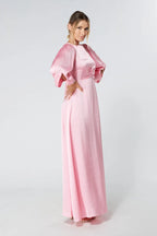 Lila Light Pink Knotted Front Crepe Maxi Dress