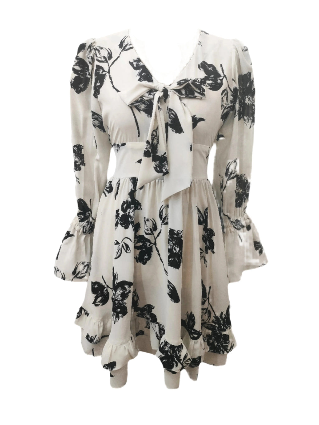 Blossom Black White Mini Dress