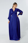 Delilah Cobalt Blue Satin Maxi Dress