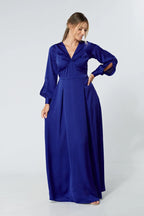 Delilah Cobalt Blue Satin Maxi Dress