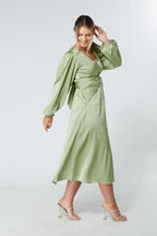 Calissa Olive Crepe Midaxi Dress
