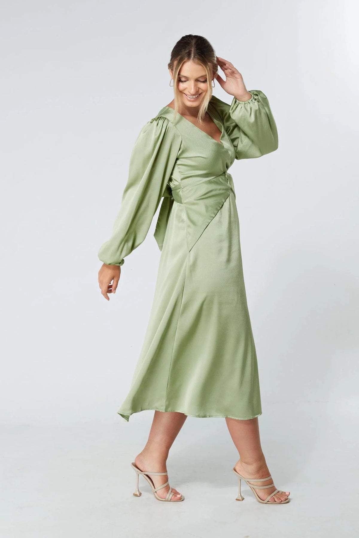 Calissa Olive Crepe Midaxi Dress