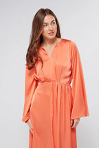 Ophelia Peachy Orange Luxury Satin Maxi
