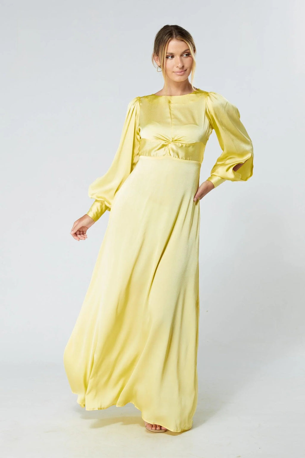 Lila Yellow Knotted Front Maxi Dress