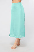 Elisa Aqua Satin Midi Skirt