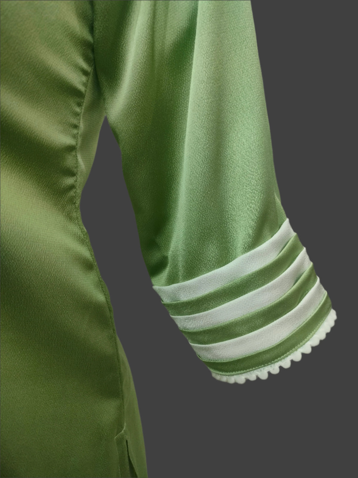 Anora Green White Premium Satin Kameez