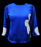 Indigo Blue White Top With Drawstrings