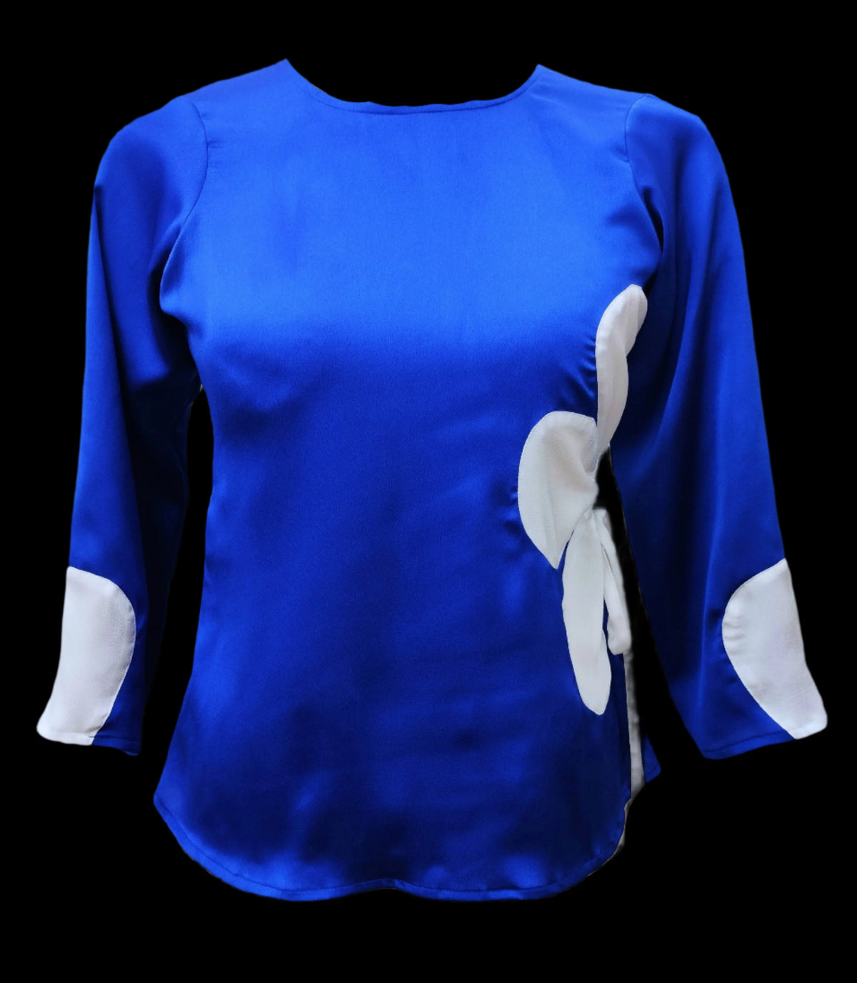 Indigo Blue White Top With Drawstrings