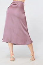 Elisa Lilac Satin Midi Skirt