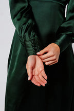 Zarina Emerald Green Satin Midi Dress