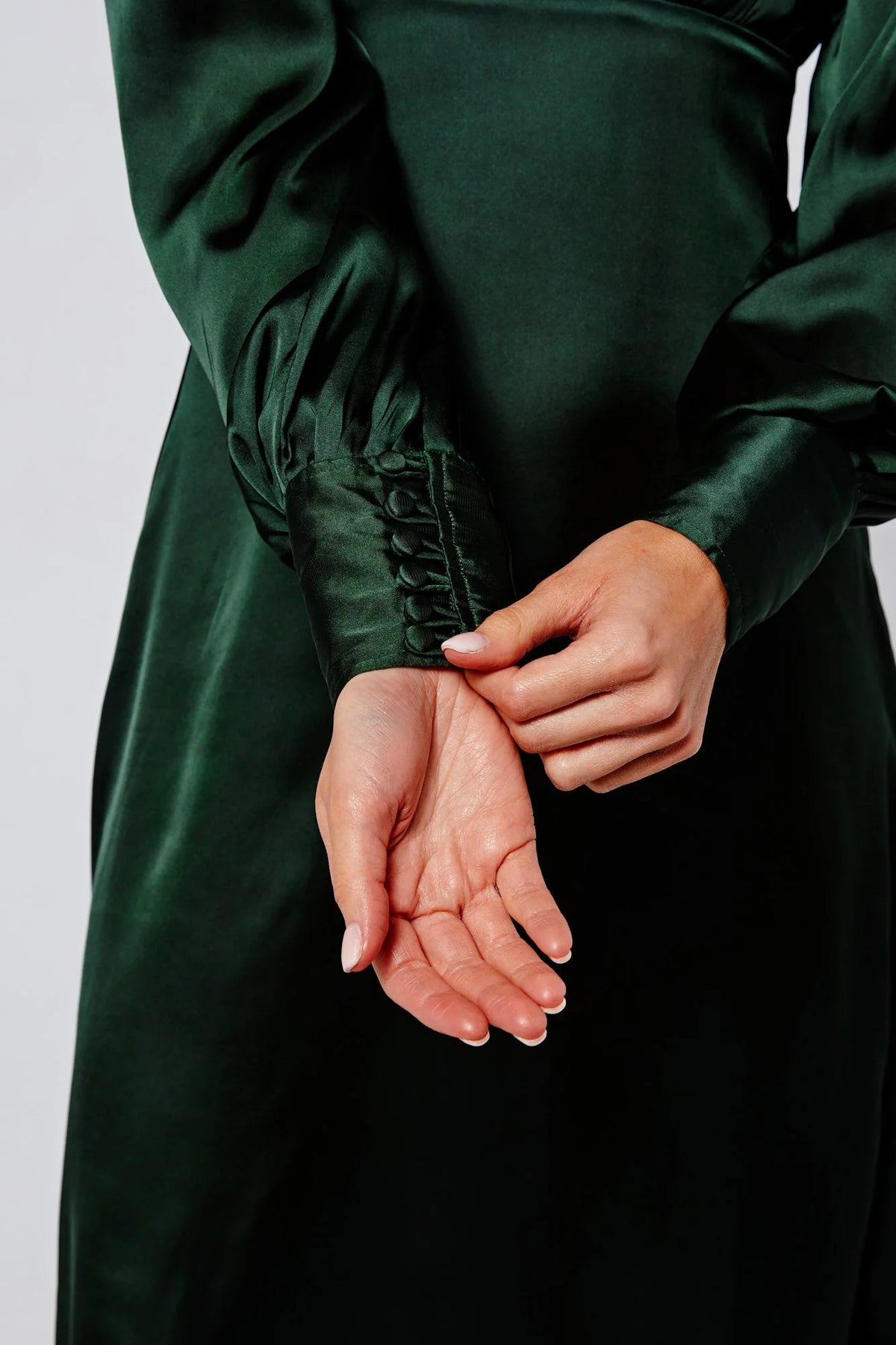 Zarina Emerald Green Satin Midi Dress