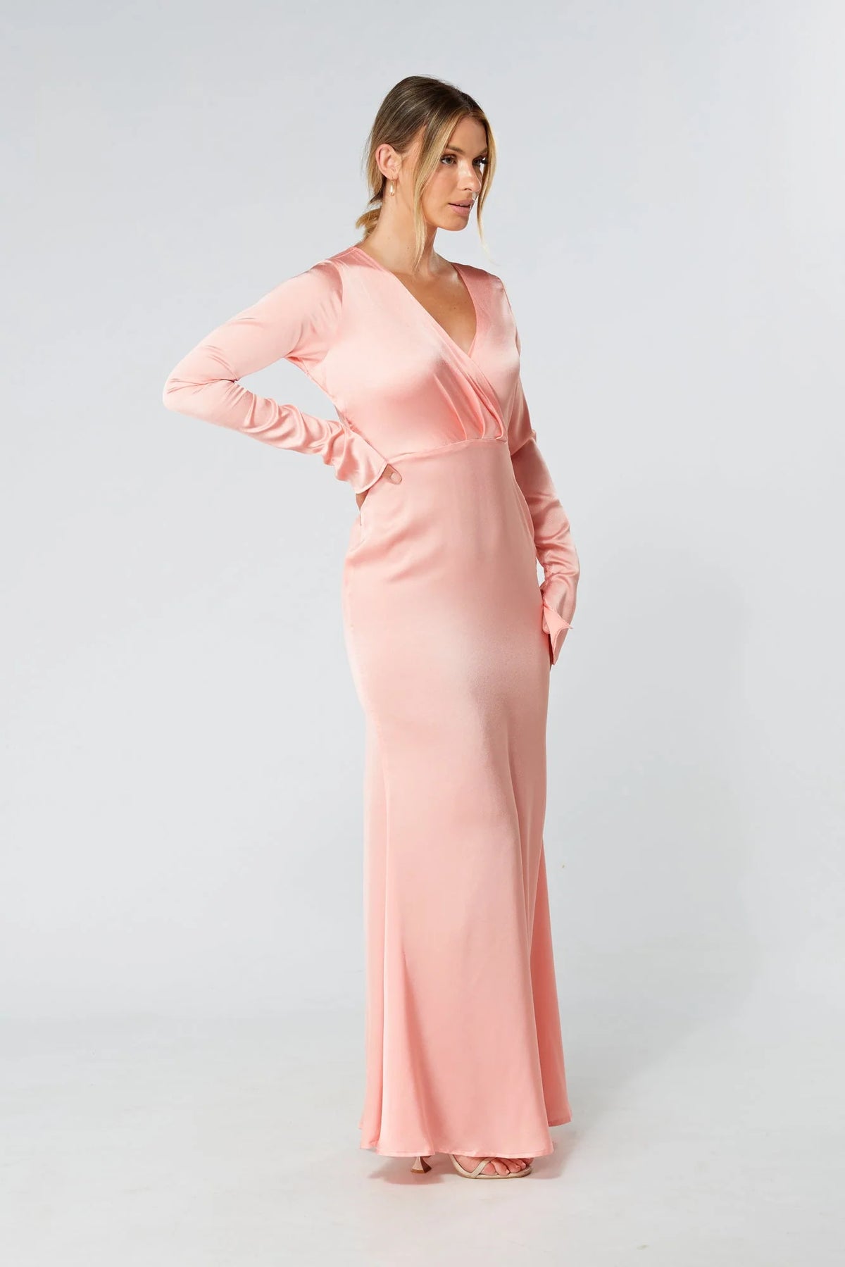 Alessandra Blush Satin Crepe Maxi Dress