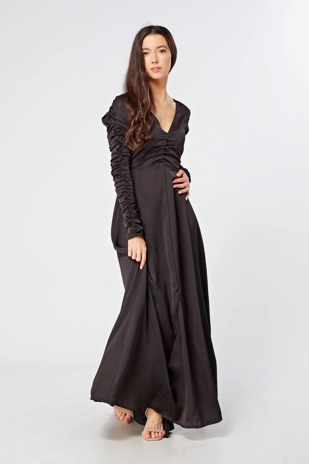 Ella Black Crepe Maxi Dress