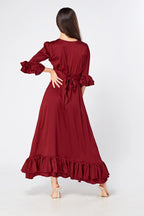 Francesca Satin Feel Red Midaxi Dress