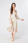 Gabriella Cream Satin Midi Dress