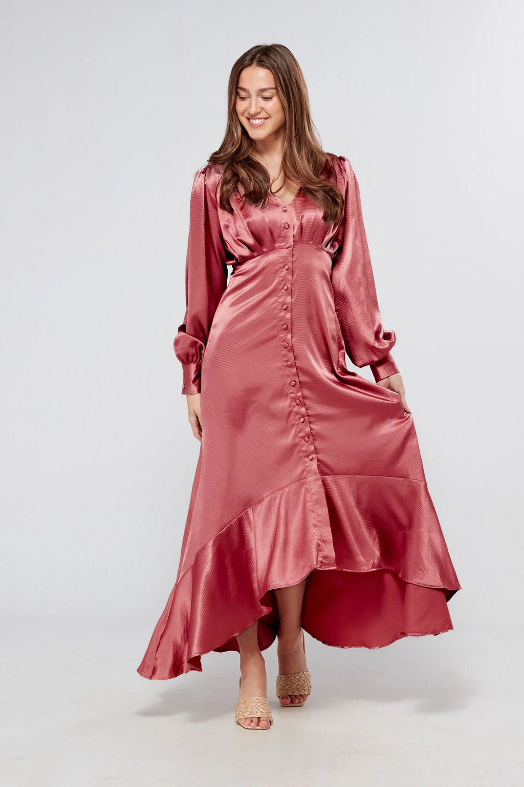 Charlize Coral Pink Maxi Dress