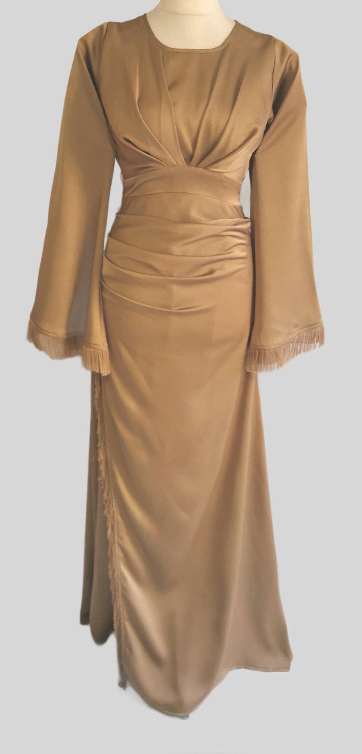 Amaya dark gold maxi dress with wide sleeves