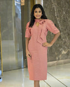 Britney pink midi dress with short sleeves