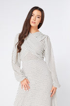 Mollie Black And White Dotted Midi Dress