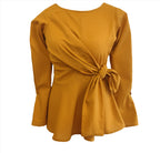 Clara yellow front knotted top