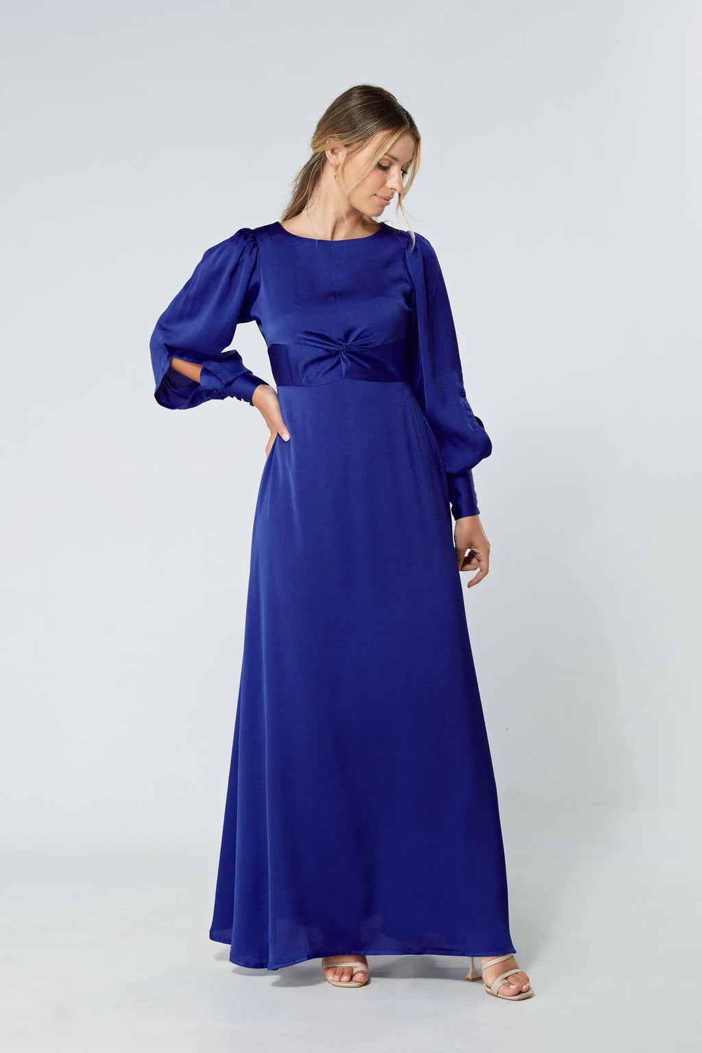 Lila Cobalt Blue Knotted Front Maxi Dress