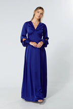 Delilah Cobalt Blue Satin Maxi Dress