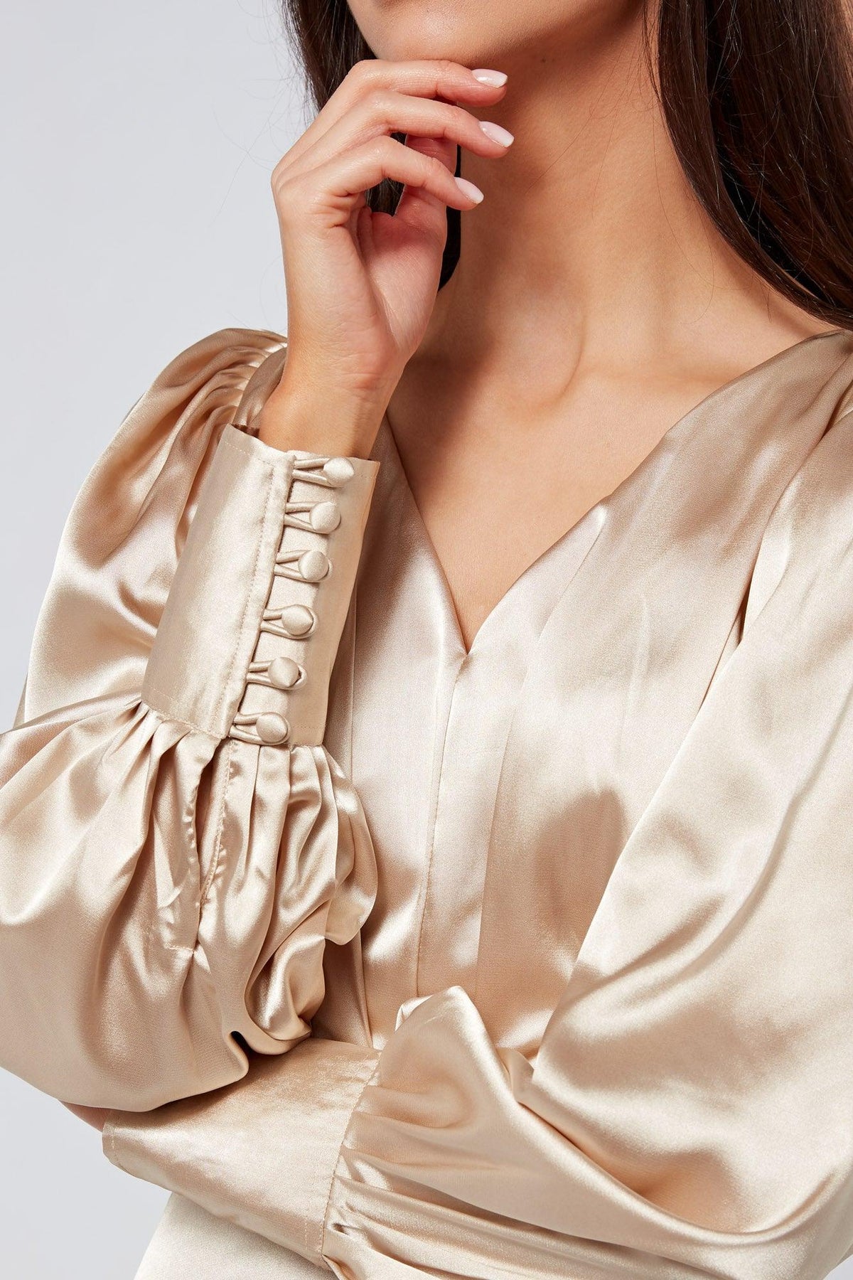 Gabriella Ivory Cream Maxi Satin Dress