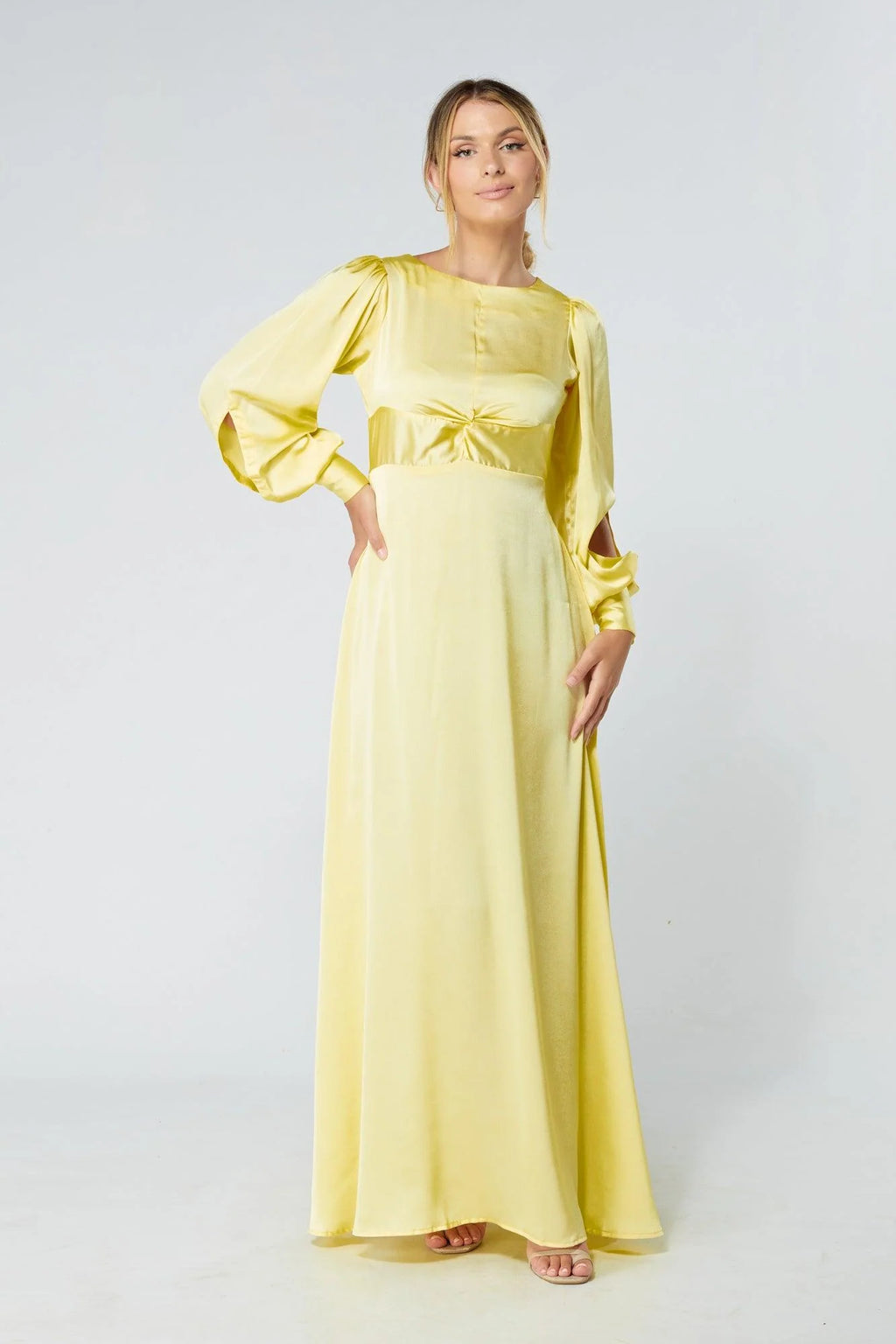 Lila Yellow Knotted Front Maxi Dress