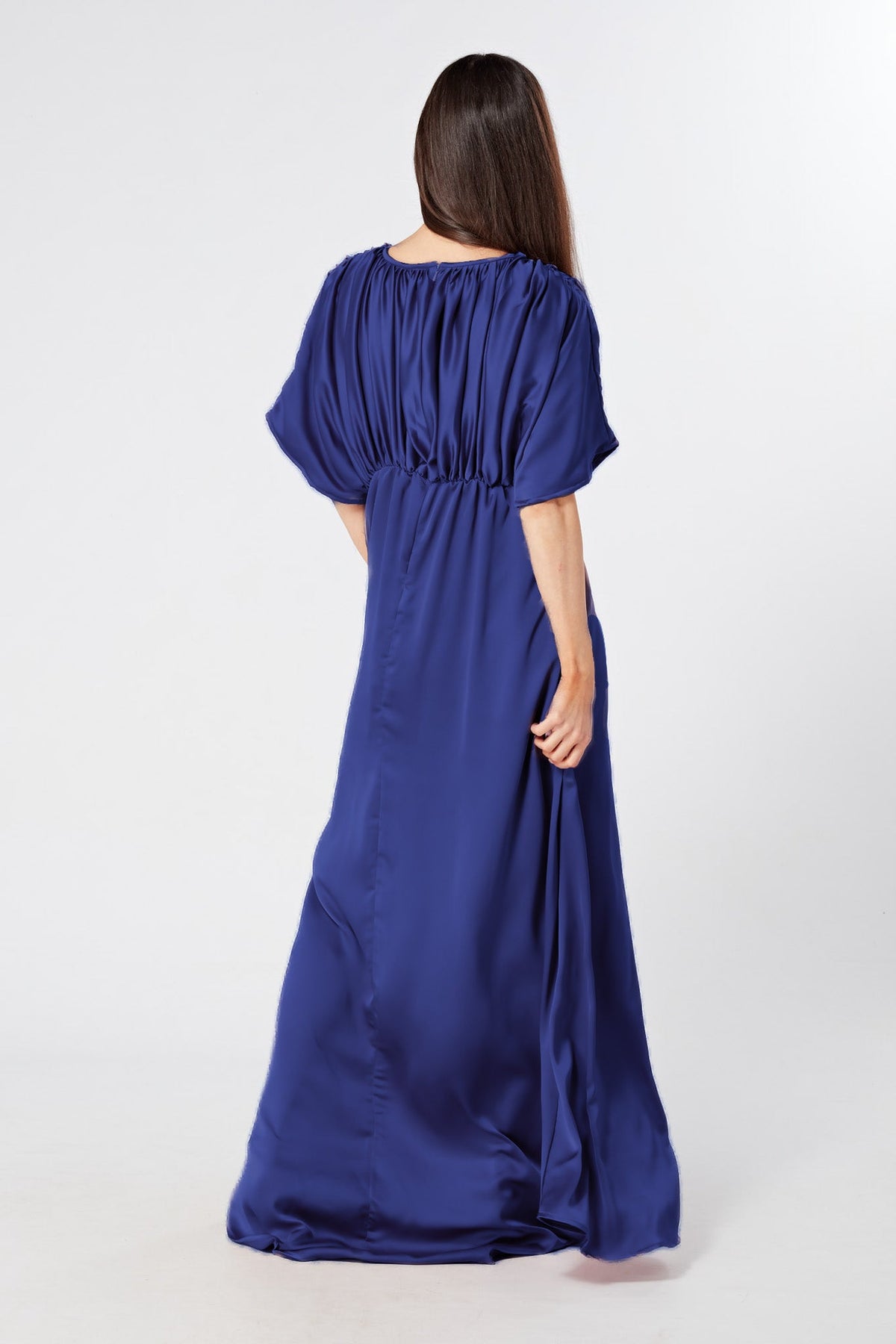 Josephine Cobalt Blue Satin Maxi Dress