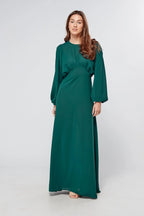 Essina Green Maxi Georgette With String Back And Round Waist Line