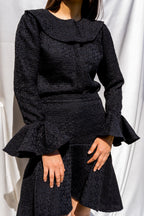 Arabella Black Top With Oversized Collar