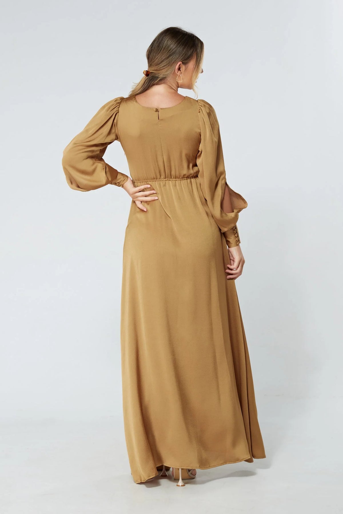 Lila Gold Knotted Front Maxi Dress